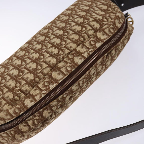 Christian Dior Trotter Canvas Shoulder Bag Brown Gold Auth 134737