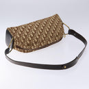 Christian Dior Trotter Canvas Shoulder Bag Brown Gold Auth 134737-7