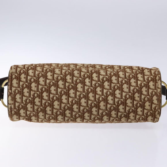 Christian Dior Trotter Canvas Shoulder Bag Brown Gold Auth 134737