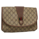 GUCCI GG Supreme Web Sherry Line Bag PVC Beige Brown 89 01 030 Auth 134738-1