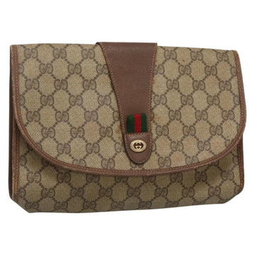 GUCCI GG Supreme Web Sherry Line Bag PVC Beige Brown 89 01 030 Auth 134738