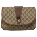 GUCCI GG Supreme Web Sherry Line Bag PVC Beige Brown 89 01 030 Auth 134738-13