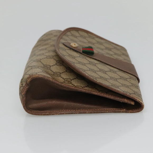 GUCCI GG Supreme Web Sherry Line Bag PVC Beige Brown 89 01 030 Auth 134738