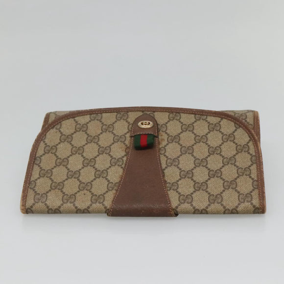 GUCCI GG Supreme Web Sherry Line Bag PVC Beige Brown 89 01 030 Auth 134738