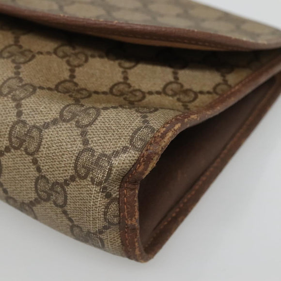 GUCCI GG Supreme Web Sherry Line Bag PVC Beige Brown 89 01 030 Auth 134738