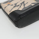 Salvatore Ferragamo Gancini Shoulder Bag Vinyl Black Beige Silver Auth 134739-14