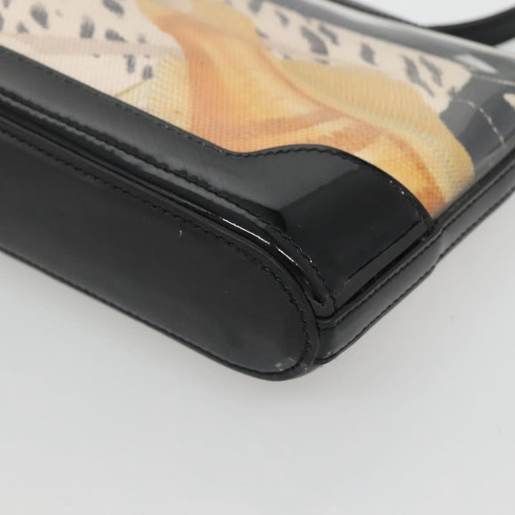 Salvatore Ferragamo Gancini Shoulder Bag Vinyl Black Beige Silver Auth 134739