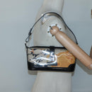 Salvatore Ferragamo Gancini Shoulder Bag Vinyl Black Beige Silver Auth 134739-19