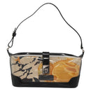 Salvatore Ferragamo Gancini Shoulder Bag Vinyl Black Beige Silver Auth 134739-13