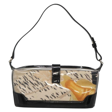 Salvatore Ferragamo Gancini Shoulder Bag Vinyl Black Beige Silver Auth 134739 - 0