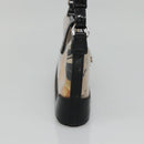 Salvatore Ferragamo Gancini Shoulder Bag Vinyl Black Beige Silver Auth 134739-3