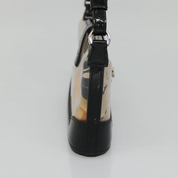 Salvatore Ferragamo Gancini Shoulder Bag Vinyl Black Beige Silver Auth 134739