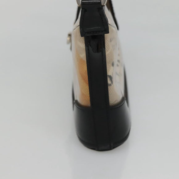 Salvatore Ferragamo Gancini Shoulder Bag Vinyl Black Beige Silver Auth 134739