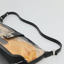 Salvatore Ferragamo Gancini Shoulder Bag Vinyl Black Beige Silver Auth 134739-8