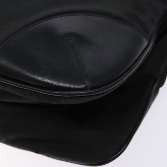 PRADA Shoulder Bag Nylon Leather Black Silver Auth 134740