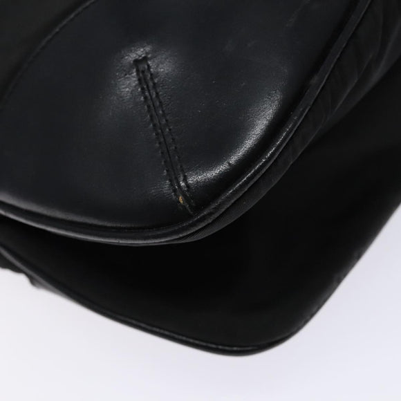 PRADA Shoulder Bag Nylon Leather Black Silver Auth 134740