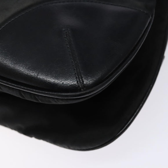 PRADA Shoulder Bag Nylon Leather Black Silver Auth 134740