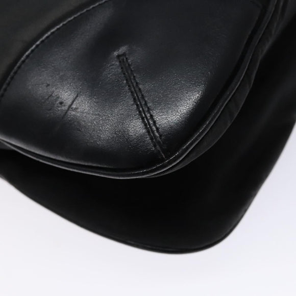 PRADA Shoulder Bag Nylon Leather Black Silver Auth 134740