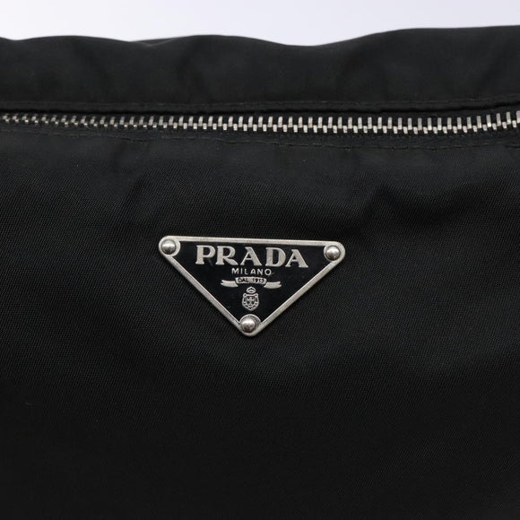 PRADA Shoulder Bag Nylon Leather Black Silver Auth 134740