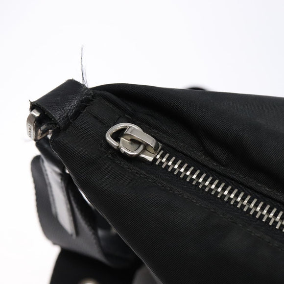PRADA Shoulder Bag Nylon Leather Black Silver Auth 134740