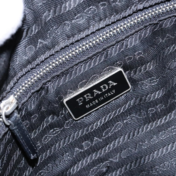 PRADA Shoulder Bag Nylon Leather Black Silver Auth 134740