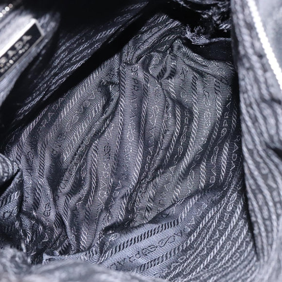PRADA Shoulder Bag Nylon Leather Black Silver Auth 134740