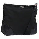 PRADA Shoulder Bag Nylon Leather Black Silver Auth 134740-1