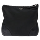 PRADA Shoulder Bag Nylon Leather Black Silver Auth 134740-13