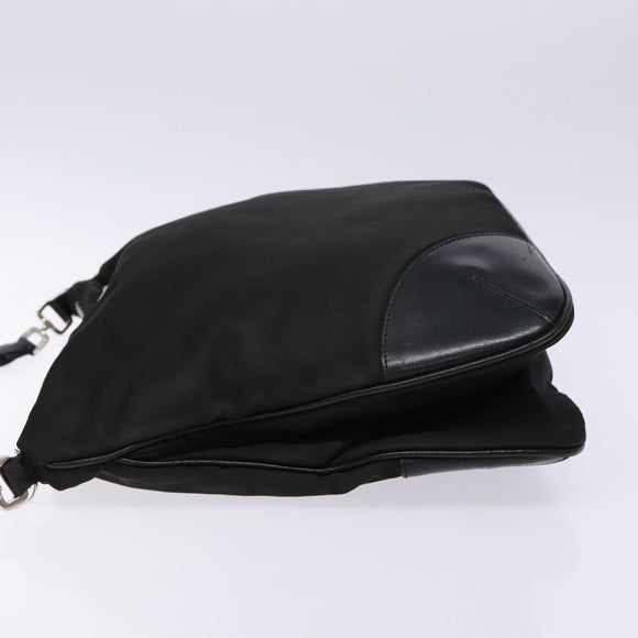 PRADA Shoulder Bag Nylon Leather Black Silver Auth 134740