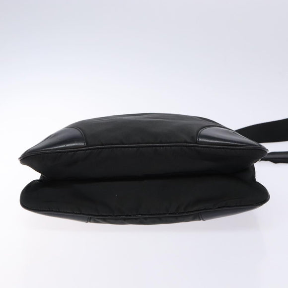 PRADA Shoulder Bag Nylon Leather Black Silver Auth 134740