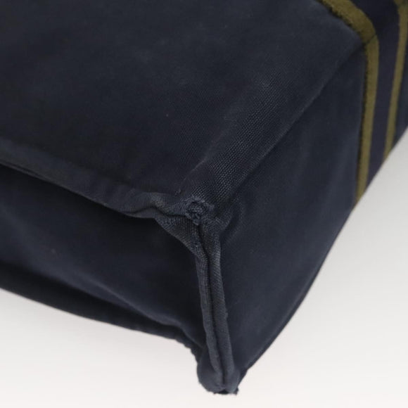 HERMES Fourre Tout GM Hand Bag Canvas Navy Silver Auth 134741