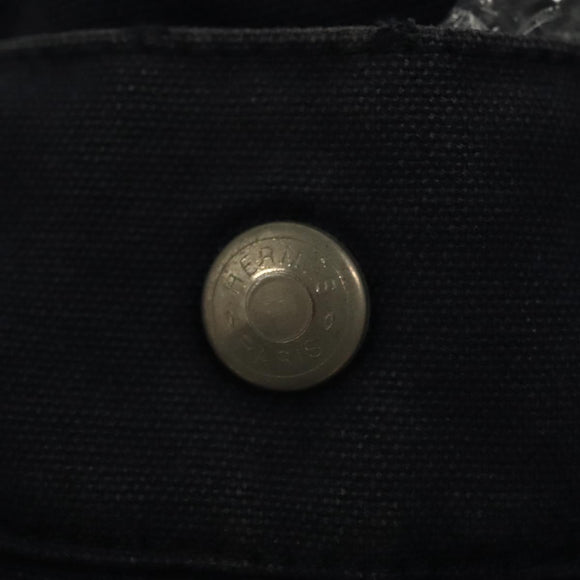 HERMES Fourre Tout GM Hand Bag Canvas Navy Silver Auth 134741