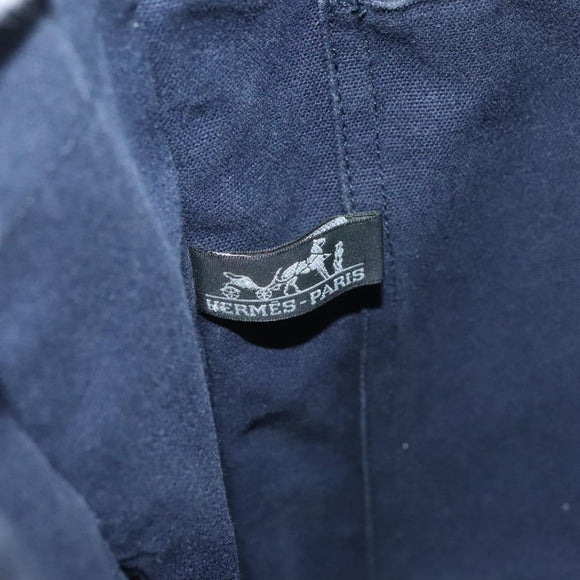 HERMES Fourre Tout GM Hand Bag Canvas Navy Silver Auth 134741