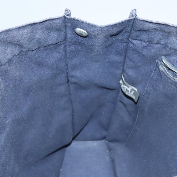 HERMES Fourre Tout GM Hand Bag Canvas Navy Silver Auth 134741