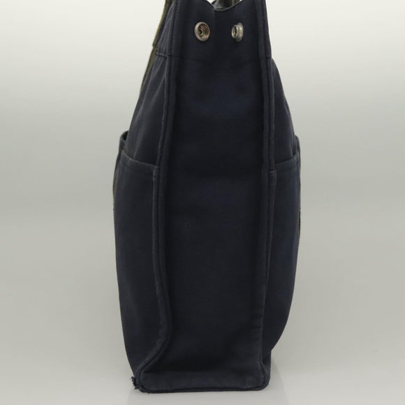 HERMES Fourre Tout GM Hand Bag Canvas Navy Silver Auth 134741