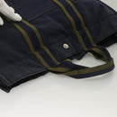 HERMES Fourre Tout GM Hand Bag Canvas Navy Silver Auth 134741-6
