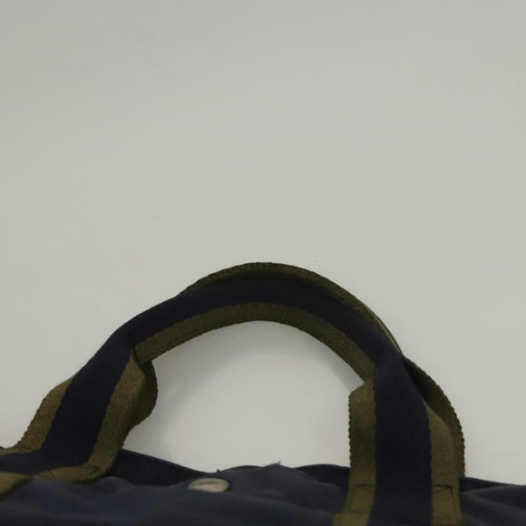 HERMES Fourre Tout GM Hand Bag Canvas Navy Silver Auth 134741