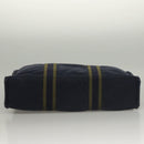 HERMES Fourre Tout GM Hand Bag Canvas Navy Silver Auth 134741-5