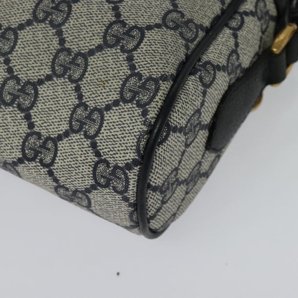 GUCCI GG Supreme Sherry Line Shoulder Bag PVC Navy Gold 68 02 004 Auth 134764