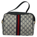 GUCCI GG Supreme Sherry Line Shoulder Bag PVC Navy Gold 68 02 004 Auth 134764-2