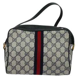 GUCCI GG Supreme Sherry Line Shoulder Bag PVC Navy Gold 68 02 004 Auth 134764 - 0