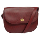 Christian Dior Honeycomb Canvas Shoulder Bag PVC Red Gold Auth 134766-1