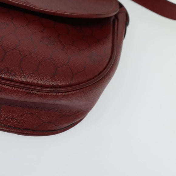 Christian Dior Honeycomb Canvas Shoulder Bag PVC Red Gold Auth 134766