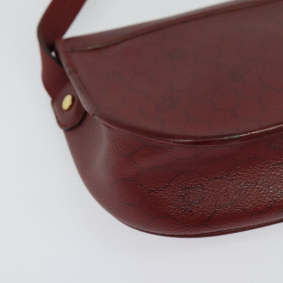 Christian Dior Honeycomb Canvas Shoulder Bag PVC Red Gold Auth 134766