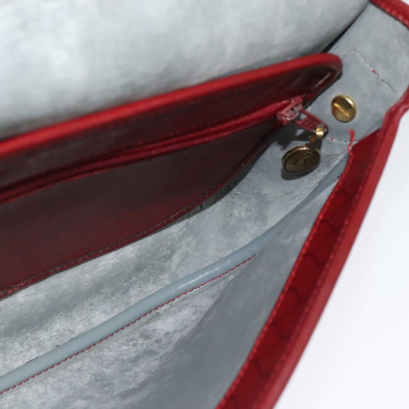 Christian Dior Honeycomb Canvas Shoulder Bag PVC Red Gold Auth 134766