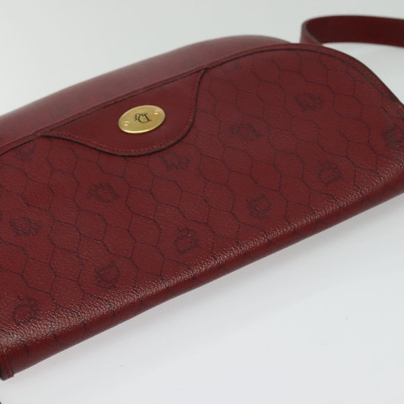 Christian Dior Honeycomb Canvas Shoulder Bag PVC Red Gold Auth 134766