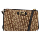 Christian Dior Trotter Canvas Shoulder Bag Brown Gold Auth 134767-1
