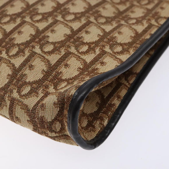 Christian Dior Trotter Canvas Shoulder Bag Brown Gold Auth 134767