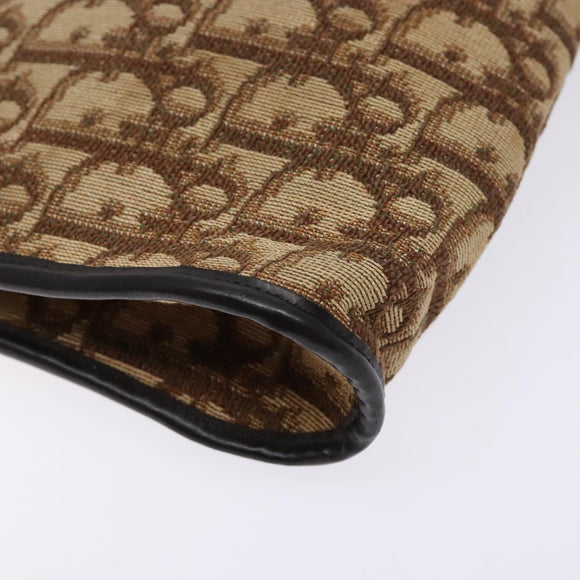 Christian Dior Trotter Canvas Shoulder Bag Brown Gold Auth 134767