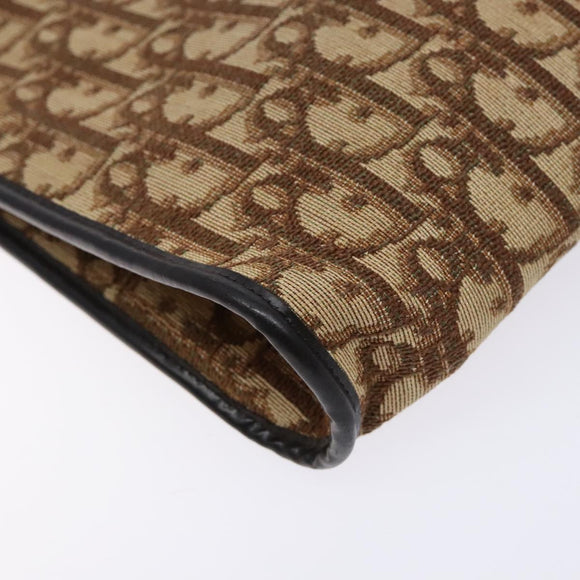 Christian Dior Trotter Canvas Shoulder Bag Brown Gold Auth 134767